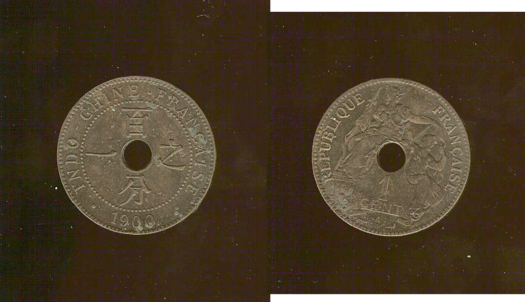 French Indochina 1 centime 1900 gEF